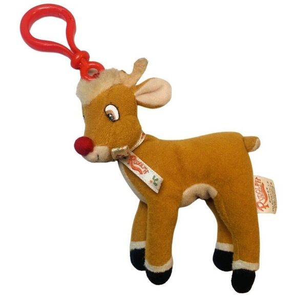 1999 Prestige Rudolph the Red Nosed Reindeer Mini Clip-On Plush Stuffed Toy 4” - Picture 3 of 5